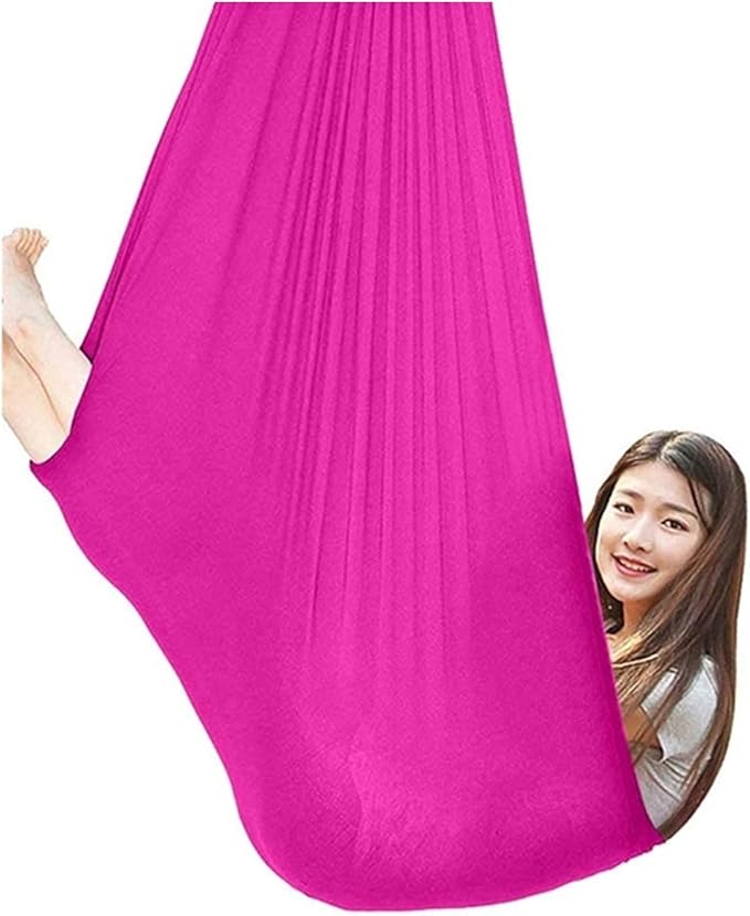 Physical Therapy Swing for Sensory Indoor, Kids and Teens More Special Needs, Cuddle Hammock Autism, ADHD, Aspergers and Integration Snuggle (Color : Rose red, Size : 100x280cm/39x110in)