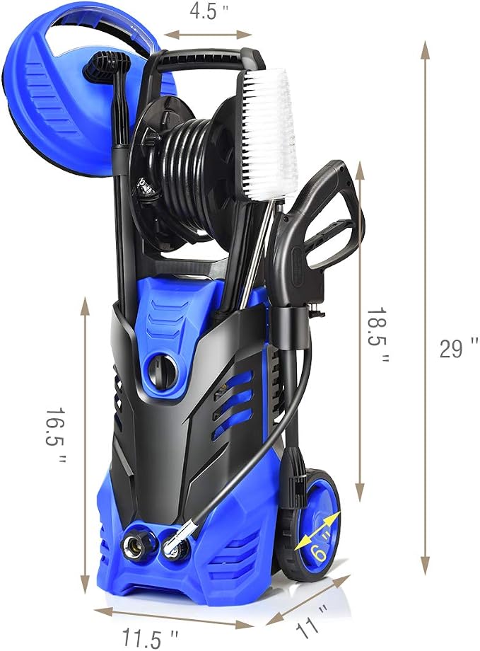 Goplus 3000PSI Electric High Pressure Washer, 2 GPM 2000W Portable Power Washer Deck Patio Cleaner with Nozzles (Blue)