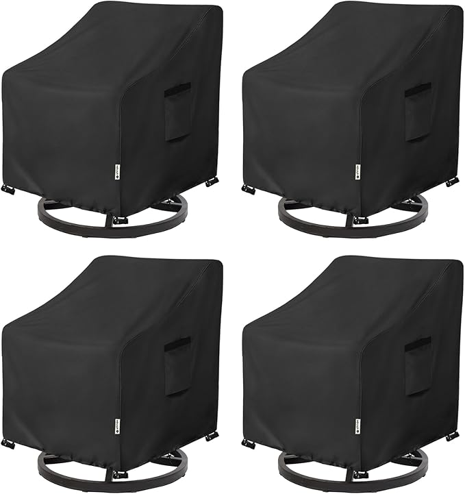 Patio Chair Covers Waterproof Patio Furniture Covers,33W x 37D x 38 H Inches Outdoor Swivel Chair Cover 4 Pack -Black