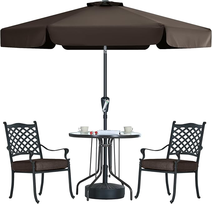 MASTERCANOPY 7.5ft Patio Umbrella with Valance, Crank and Tilt – 6 Ribs Outdoor Market Umbrella, UV/Fade Resistant, Waterproof Canopy with Wind Vent for Garden, Deck, Backyard, Pool (Brown)