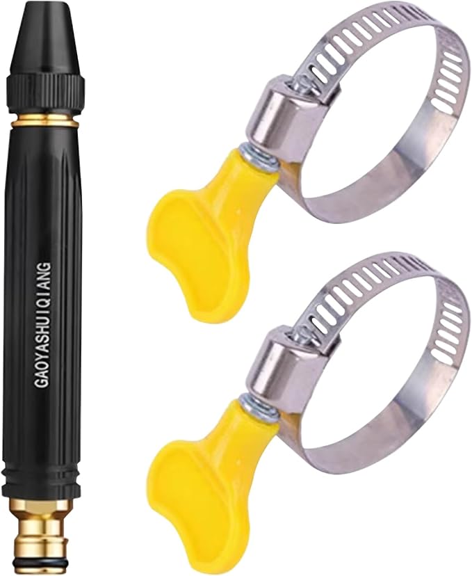 High Pressure Power Car Water Washer Nozzle with Metal Connector, Garden Hose Sprayer for Car Washing and Outdoor Cleaning, Sturdy Watering and Pressure Cleaning Accessory (1Set)
