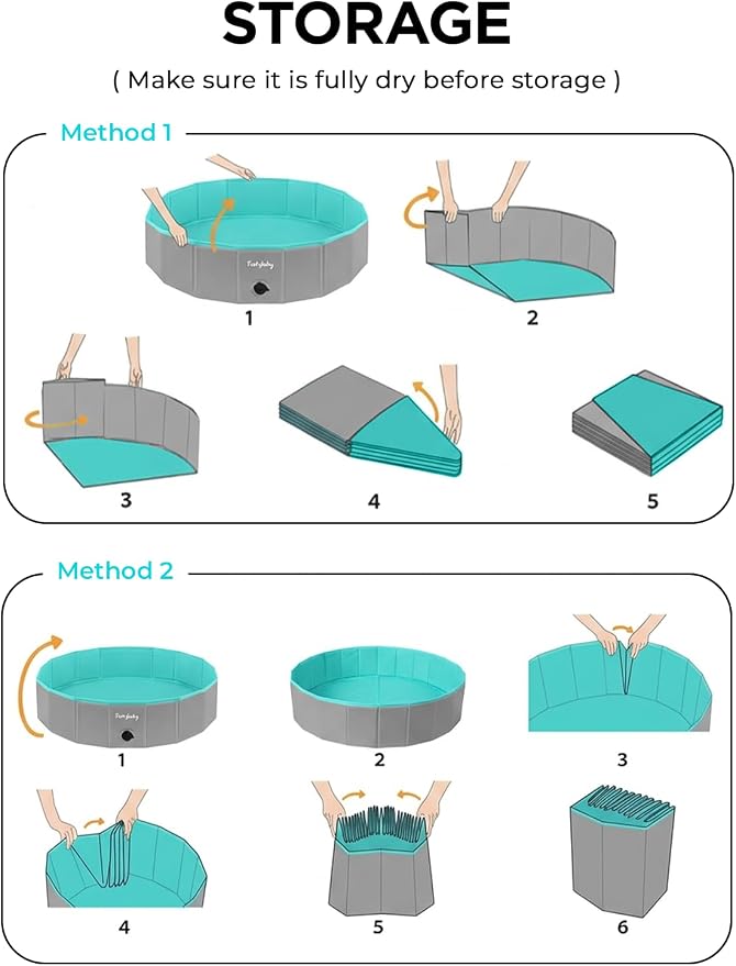 Foldable Dog Pool for Large Dogs, Hard Plastic Kiddie Pool for Dogs, 64" Collapsible Dog Pool with Rigid PP Core, Non-Slip PVC, Durable Pet Bath Tub for Indoor/Outdoor Backyard, Grey