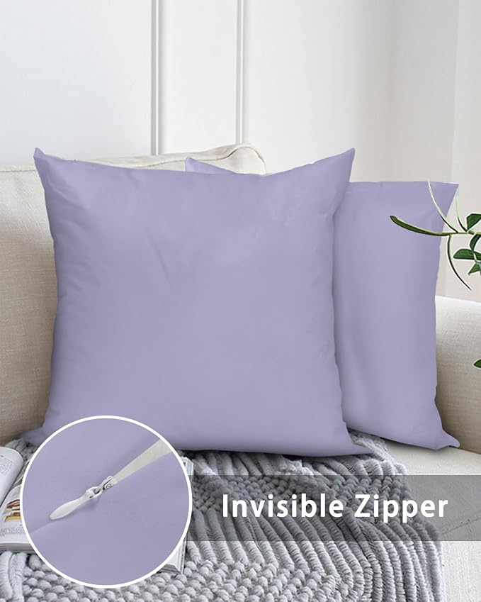 Outdoor Waterproof Throw Pillows Light Purple Solid Color Patio Pillows,Decorative Pillow Covers with Insert,Pillow Cushion Case for Garden Couch Sofa Minimalist Style