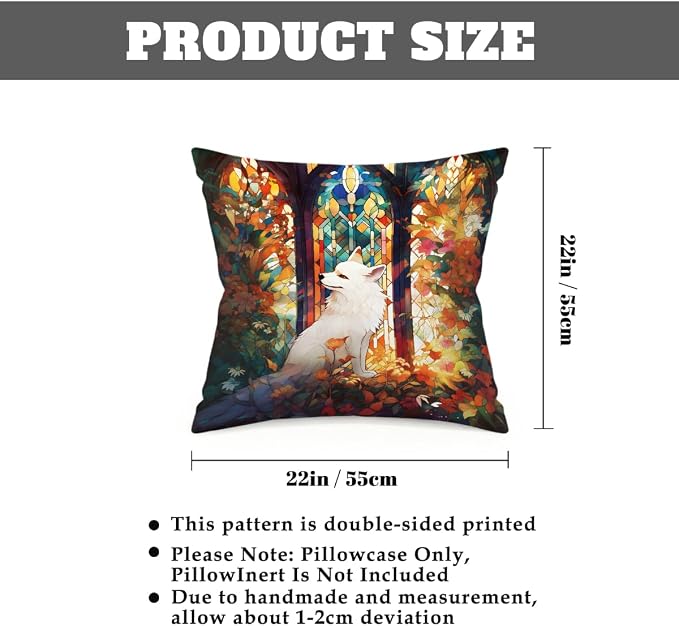 22x22 Inch Outdoor Pillow Covers Set of 2 Waterproof Throw Pillow Covers Decorative Couch Cushion Covers Art Fox Leaves Square Pillowcases Protectors for Patio Garden Sofa