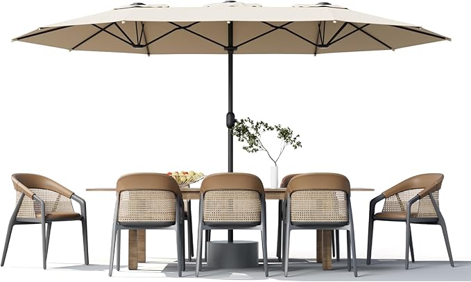 Sannwsg 15ft Large Patio Umbrella, Double Sided Outdoor Umbrellas, Market Umbrellas with Crank Handle, Backyard Umbrela for Deck, Garden, Pool