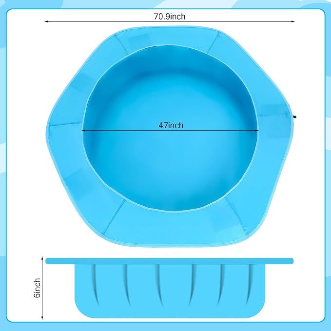 Gemscream Hexagon Beach Pool, 71 x 71 x 6 Inches Beach Puddle for Toddler, Portable Puddle Pool Easy Fold Up, for Babies,Girls,Boys,Infants and Toddlers