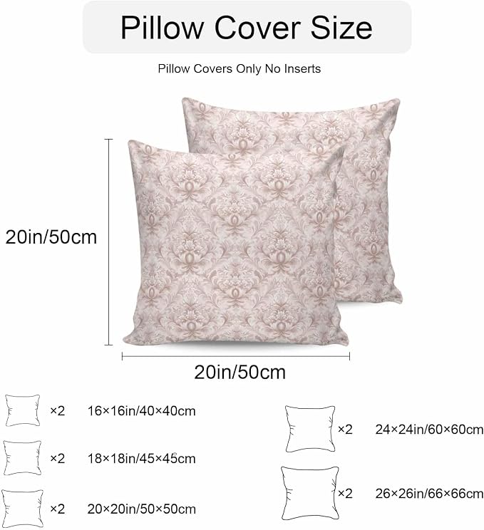 Vintage Baroque Waterproof Outdoor Pillow Covers Set of 2 Home Decor, Country Abstract Scroll Floral Printed Pillowcase Patio Pillow Covers for Couch Bench Furniture Garden 20x20in
