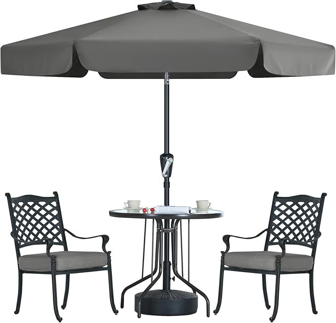 MASTERCANOPY 7.5ft Patio Umbrella with Valance, Crank and Tilt – 6 Ribs Outdoor Market Umbrella, UV/Fade Resistant, Waterproof Canopy with Wind Vent for Garden, Deck, Backyard, Pool (Dark Gray)