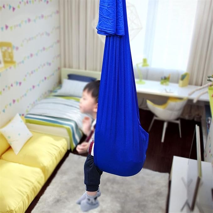 Indoor Therapy Swing for Kids, (Hardware Included) Snuggle Cuddle Hammock for Children with Autism, ADHD, Aspergers, Sensory Integration (Color : Royal Blue, Size : 150x280cm/59x110in)