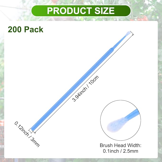 M METERXITY 200-Pack Pollinator Brush, 0.1inch/2.5mm Plastic Vegetable Pollinator Pen Manual Pollination Tool for Gardening/Greenhouse/Hydroponic Plants/Flower [Dark Blue]