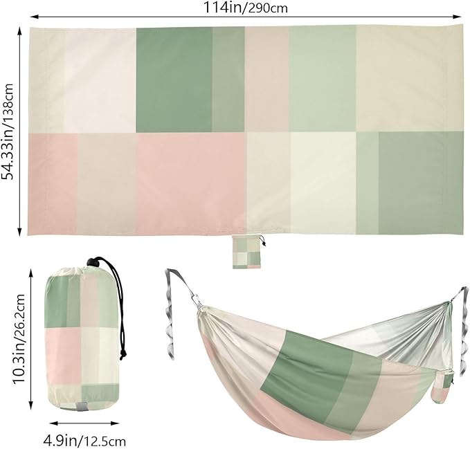 Pink Green Square 330lb Capacity Hammocks with Tree Straps Backyard Hammock for Camping Travel Accessories amacas para patios con Base de adultos
