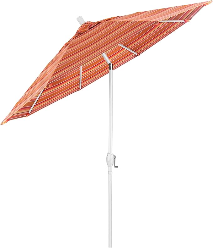 California Umbrella 9' Round Aluminum Market Umbrella, Crank Lift, Push Button Tilt, White Pole, Cilantro