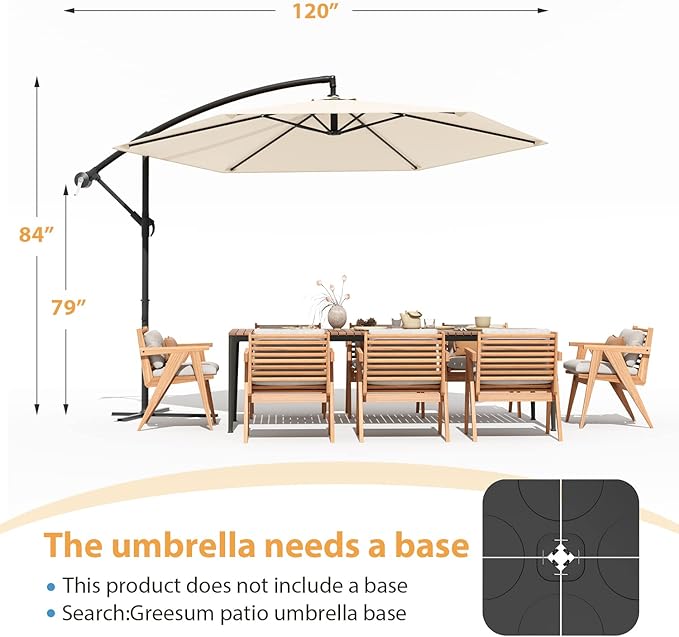 Greesum 9FT Patio Umbrella, Outdoor Table Umbrella with Push Button Tilt, Crank and 8 Sturdy Ribs for Garden, Lawn, Backyard & Pool