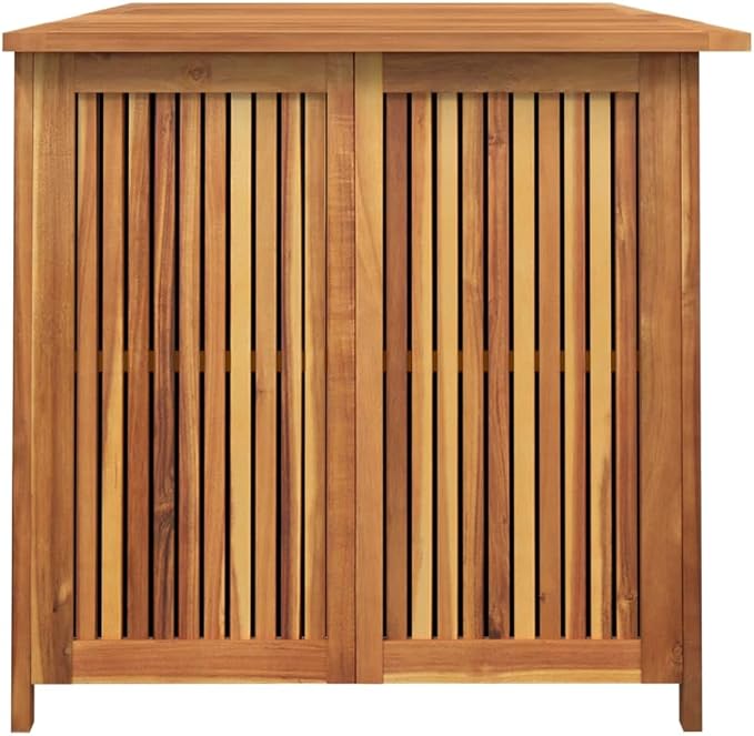 Solid Acacia Wood Outdoor Garden Storage Box 150x80x75cm Large Deck Box with PE Inner Bag for Patio Furniture Pool Toys Cushions