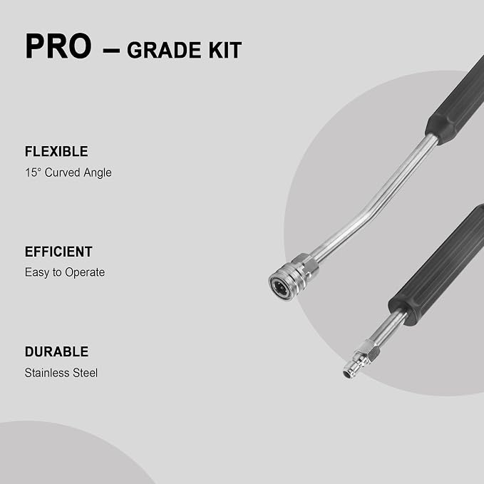 Raincovo Pressure Washer Extension Wand, Anti-Slip Grip Power Washer Lance for Car Washing, Curved Angled and Straight Wand Replacement, 2 Pack, 1/4'' Quick Connect