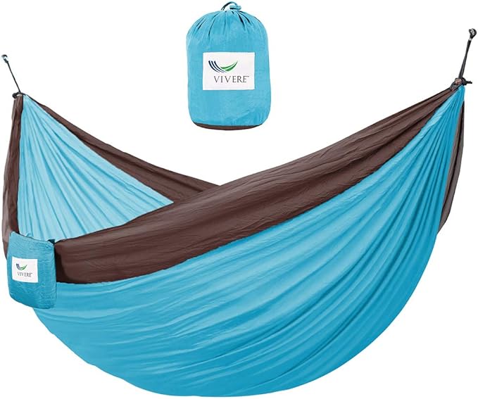 Vivere Double Parachute Camping Hammock, Includes Stuff-Sack (Chocolate/Turquoise)