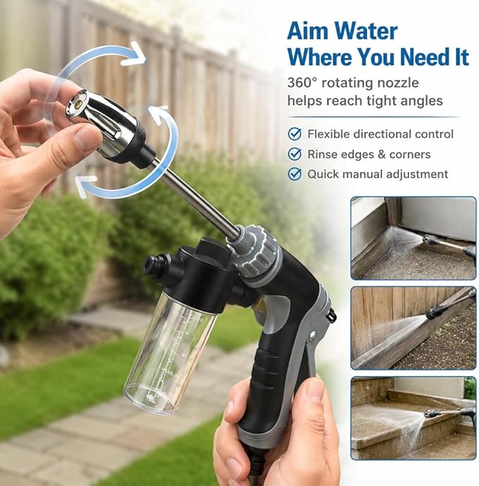Hose Hawk Pro Pressure Washer Gun Professional Water Handheld Power Washer Gun with 360° Rotating Nozzless, 4 Spray Modes Multi Function for Cleaning Yard Car Driveways (Blue)