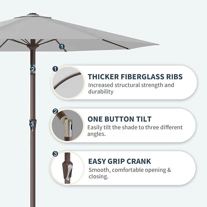 PatioKingdom 11FT Patio Umbrella,Outdoor Umbrella with Push Button Tilt and Crank,Market Table Umbrella with 8 Sturdy Fiberglass Ribs UV Protection