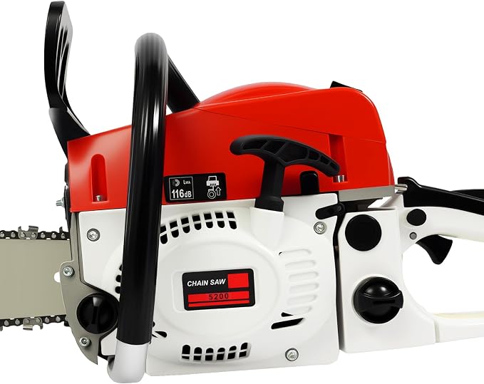 22 Inch Gas Powered Chainsaw, 52cc 2-stroke Single Cylinder Engine Gasoline Chainsaw, Petrol Handheld Cordless Chain Saw with Air-cooled Syestem for Tree Wood Cutting
