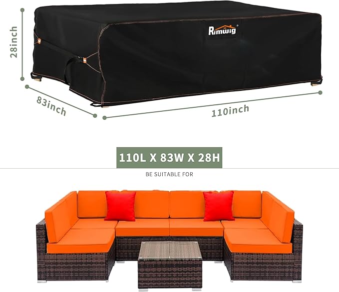 Extra large Patio Furniture Set Covers Waterproof, outdoor furniture clearance, Outdoor Sectional Sofa Couch Set Covers, Dining Table Chair Set Cover Rectangular Heavy Duty 110" L x 83" W x 28" H