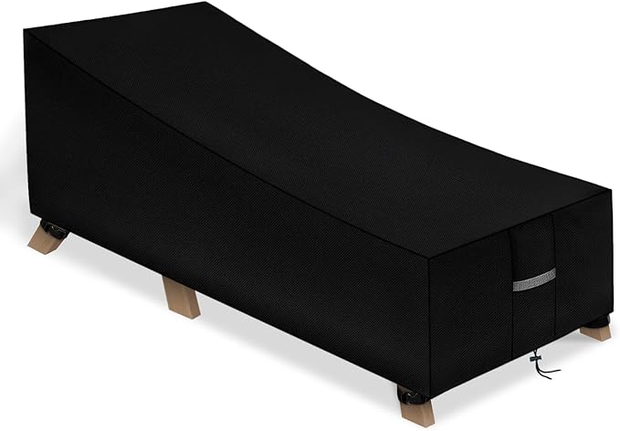 Dokon Patio Lounge Chair Covers Waterproof Outdoor Chaise Lounge Cover with Air Vents, Windproof Anti-UV Heavy Duty Oxford Fabric Patio Furniture Covers (86"L x 34"W x 32"H) - Black