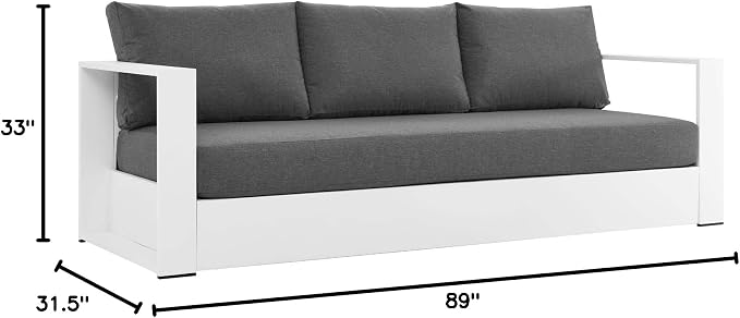 Modway Tahoe Aluminum 2-Piece Outdoor Patio Set in White Charcoal