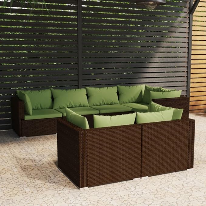 Patio Lounge Set with Cushions,Conversation Patio Furniture Porch Furniture Sets Garden Furniture Suitable for Patio, Deck, Front Porch, Poolside or Balcony Brown Poly Rattan