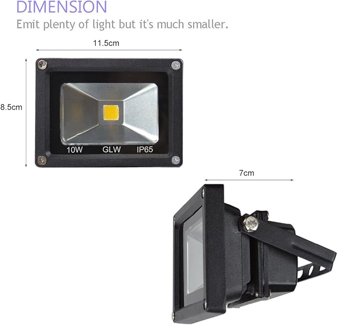 12V AC/DC LED Flood Light, 10W Mini IP65 Waterproof Outdoor Security Light, 900LM, 6000K Daylight White, 80W Halogen Bulb Equivalent