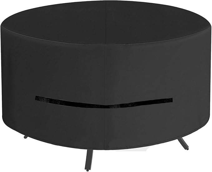 Oslimea Round Outdoor Patio Table Cover 96 Inch, Patio Furniture Covers for Outdoor Table, Waterproof, Windproof, UV Resistant and All Weather Resistant (Black, 96"DIAx28"H)