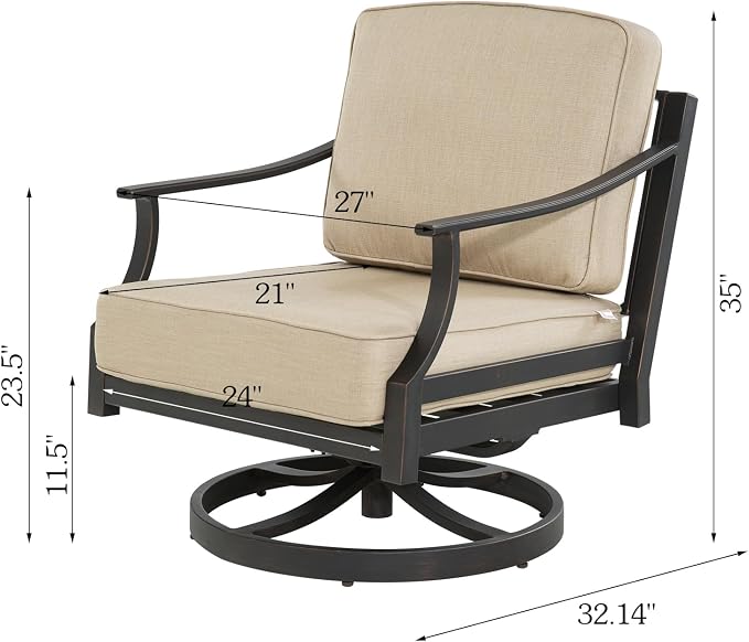 PEAK HOME FURNISHINGS Tamarin Outdoor Swivel Club Lounge Chair in Bronze Aluminum