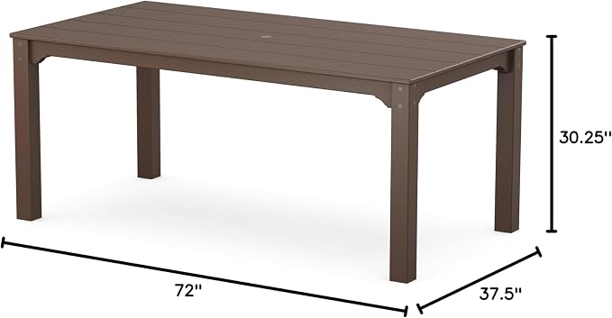 Martha Stewart by POLYWOOD® Chinoiserie Parsons 38" x 72" Dining Table in Mahogany