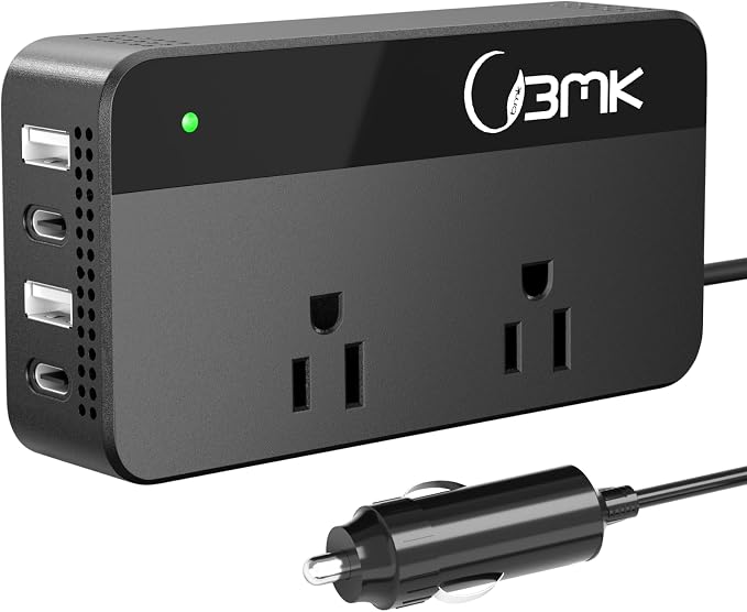 200W Car Power Inverter 12V DC to 110V AC Converter with 2 AC Outlets & 4 USB Ports, Dual QC3.0 + 2 USB-C PD 18W, Cigarette Lighter Plug Adapter for Laptop Tablet Road Trip
