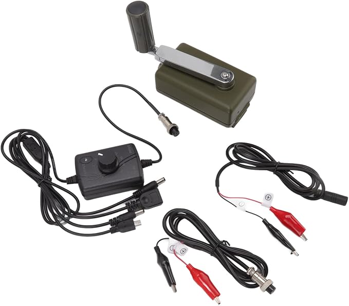 Hand Crank Generator Portable Manual Hand Crank Generator Outdoor Emergency Charger Green for Mobile Phone Computer Charging