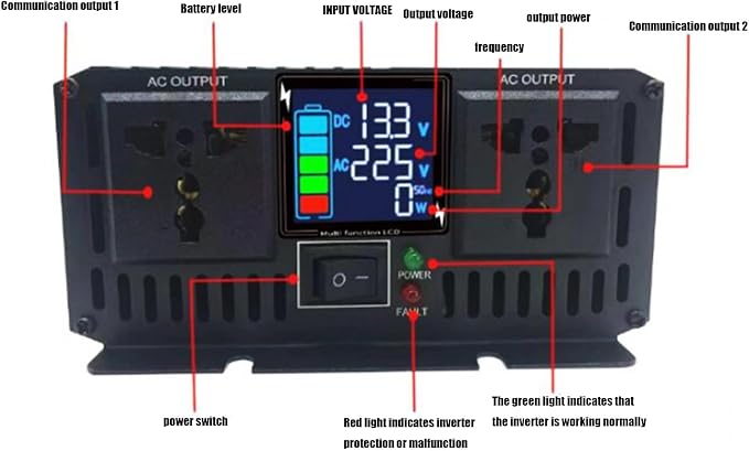 3000 Watt Pure Sine Wave Inverter,DC 12V24V to AC 110V/220V Pure Sine Wave Car Power Inverter with 2 Car Plug, for Home Appliances, RV Camping