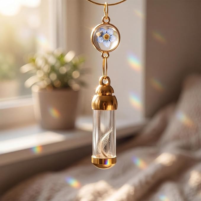 Yalikop Pet Memorial Suncatcher Dog Cat Memorial Gifts Pet Loss Bereavement Remembrance Sympathy Gifts Suncatcher Urn Bottle Ashes Pendant Cremation Jewelry Keepsake (Sun)