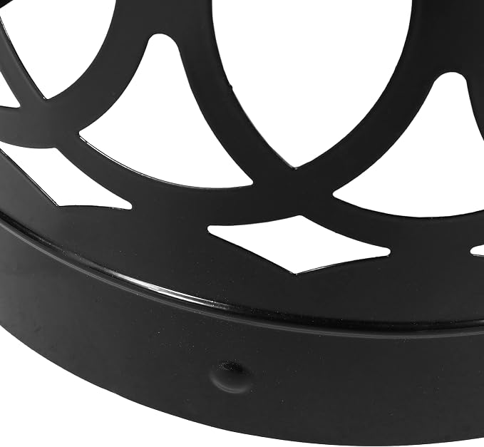 Outdoor Round Metal End Table Cut Out Design, Metal Round Patio Table Garden Stool Side Tables for Indoor Outdoor (Black)