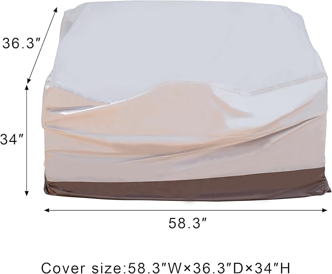 ovios Patio Furniture Covers, Outdoor Waterproof Cover for Chairs Sectional Sofa Loveseat Ottomans Couch Table General Purpose, 58.3" L*36.3" W*34" H, Beige-Brown