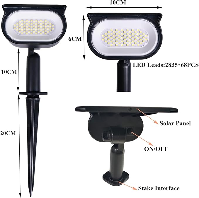 Solar Spot Lights Outdoor, 45 LEDs Landscape Lighting with Auto On/Off and 2 Lighting Modes, IP68 Waterproof Spotlights, Outdoor Solar Lights for Yard Garden, 4 Pack (Cool White)