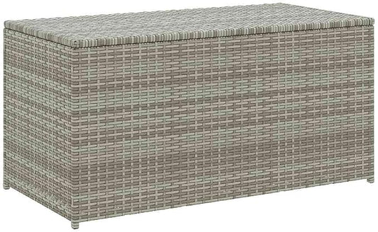 Poly Rattan Patio Storage Box 39.4x19.7x19.7 Inches Gray Outdoor Deck Box with Zippered Liner for Garden Pool Toys and Furniture Cushions