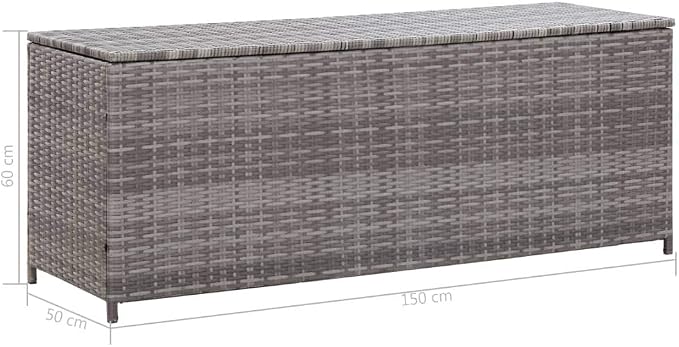 Patio Storage Box,outdoor cushion storage,box,patio furniture,for Patio, Lawn, Backyard, Outdoor, Gray 59.1"x19.7"x23.6" Poly Rattan