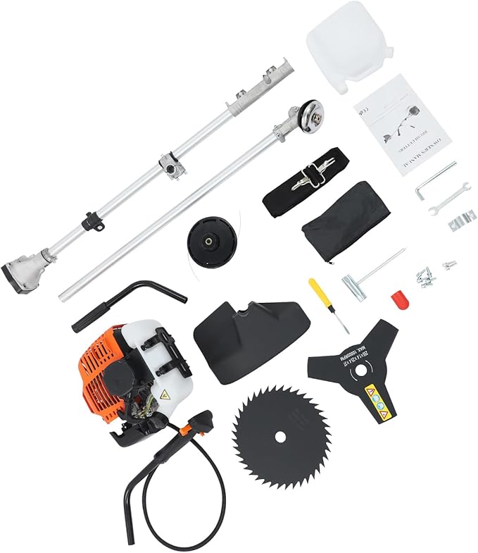42.7CC Gas Weed Wacker, 2-Stroke String Trimmer/Edger Single Cylinder Air Cooled Engine Multi Purpose Gas Powered Weed Trimmer with Straight Shaft Lawnmower Strings for Home Lawn Tea Garden