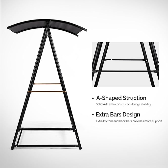 Hammock Stand with Canopy, Premium Outdoor Swing Frame for Hammocks and Hanging Chairs, 600 lb Capacity Steel Stand for Patio, Garden, Backyard