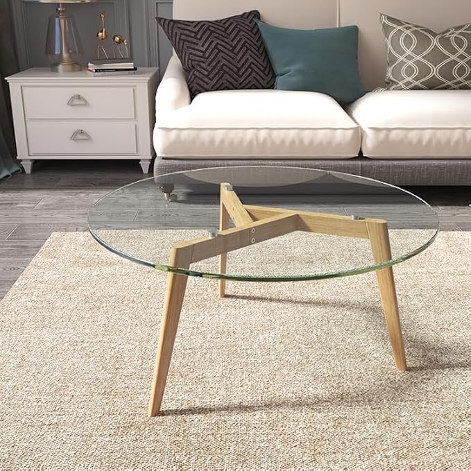 Royalty 54" Inch Round Tempered Glass Table Top – Clear Table Top Glass – Useful for Replacement, Tabletop Protector, Patio, Dining, Coffee, Desks - 3/8" Thick Flat Polished Edge