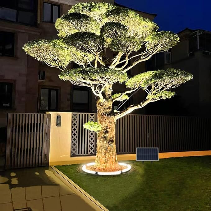 Solar Palm Tree Lights,Super Bright 32 Led 5 V 12000mah Landscape Spotlights for Big Tree Lighting Solar Uplights for Trees Floodlights Home Garden Christmas Party Outdoor (Cool Light)