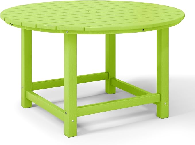 WestinTrends Malibu Kids Outdoor Patio Furniture HDPE 38" Wide Round Dining Table, Lime