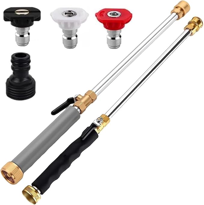 Upgraded Jet Nozzle Power Washer for Garden Hose,2026 Pressure Washer Wand with 3 High-Pressure Nozzles for Car Washing Patio Garden Outdoor Cleaning. (Black+Gray)