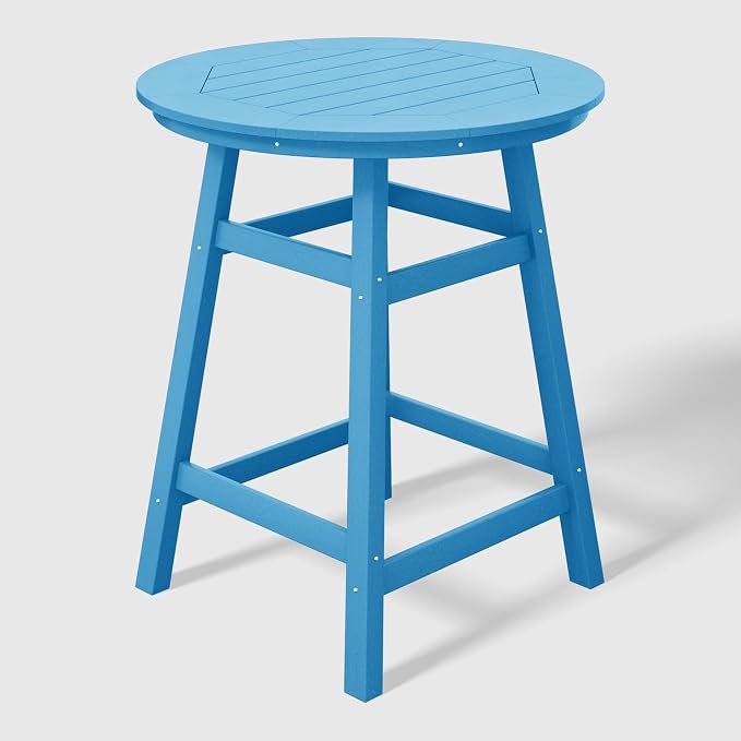 WestinTrends Outdoor 35" HDPE Round Patio Counter Height Bar Table, Pacific Blue