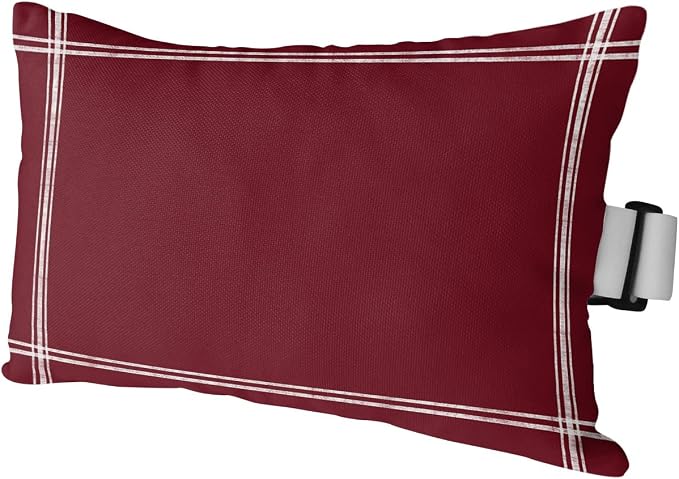 Outdoor Pillows Covers with Inserts Solid Color Wine Red Waterproof Recliner Pillow with Adjustable Strap Throw Pillows for Patio Furniture Pool Lounge Chair, 11x16 inch, 1PCS