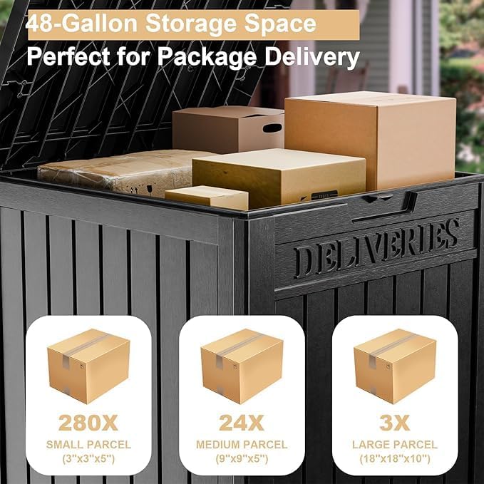 EFU Large Package Delivery Box,Storage Box with Lockable Secure,Double-Wall Resin Outdoor Package Delivery