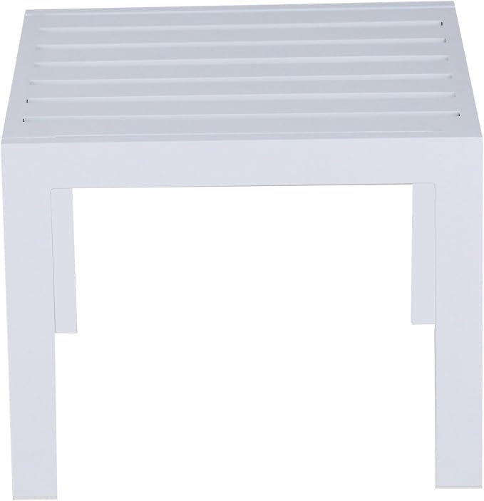 Elle Decor Paloma Outdoor Patio Furniture Collection in Weather-Resistant Metal Frame Patio, Side Table, White